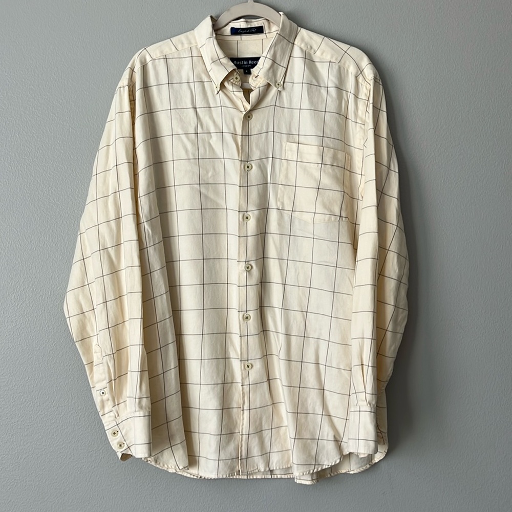 Austin Reed English Fit Yellow Checkered Shirt /‎ SZ L